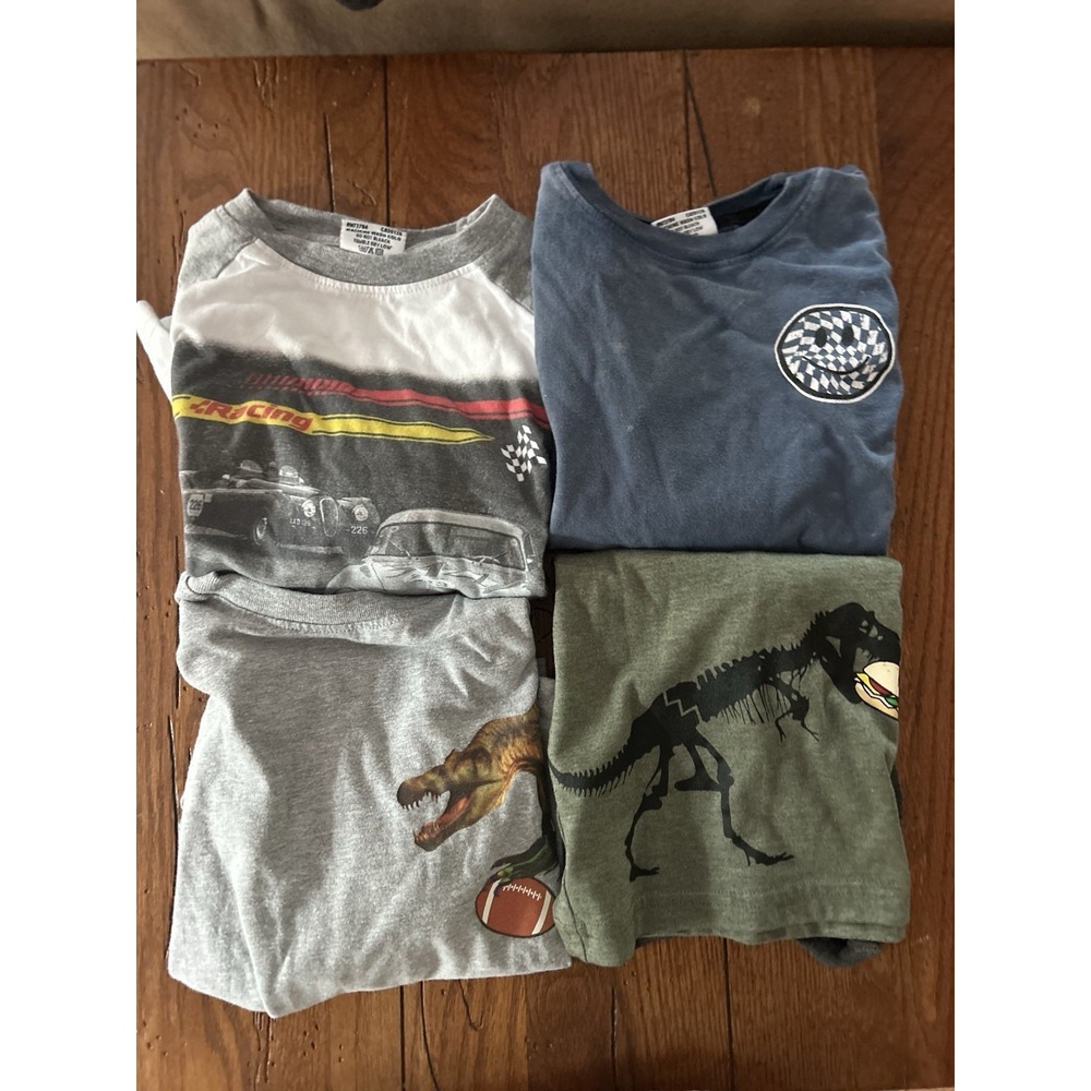 Lot of 4 Mish Boys Shirts Sz 3 long sleeves racing dinosaurs EUC